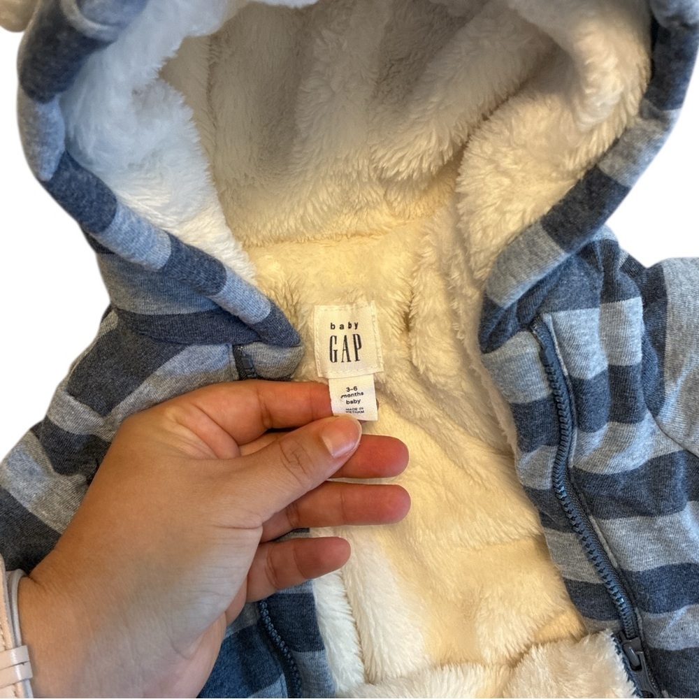 Baby Gap Blue Sherpa Lined One Piece 3-6 Months ColdControl Bundler Snowsuit - Picture 6 of 7